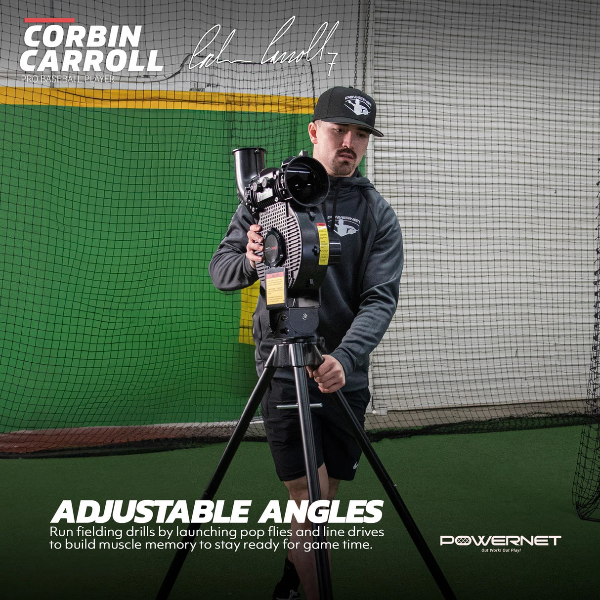 Pro Training Bundle | Launch F-lite Pitching Machine, Rolling Bag, Bucket Lifter & Baseballs TrainingNets by PowerNet