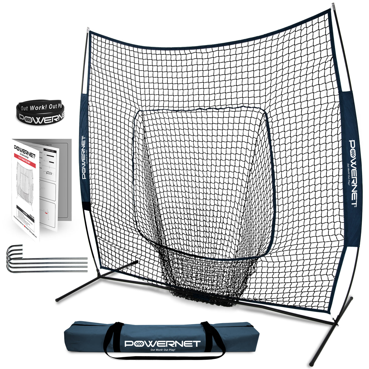 The Original 7x7 FT Baseball Softball Training Net (v3) Baseball PowerNet Navy