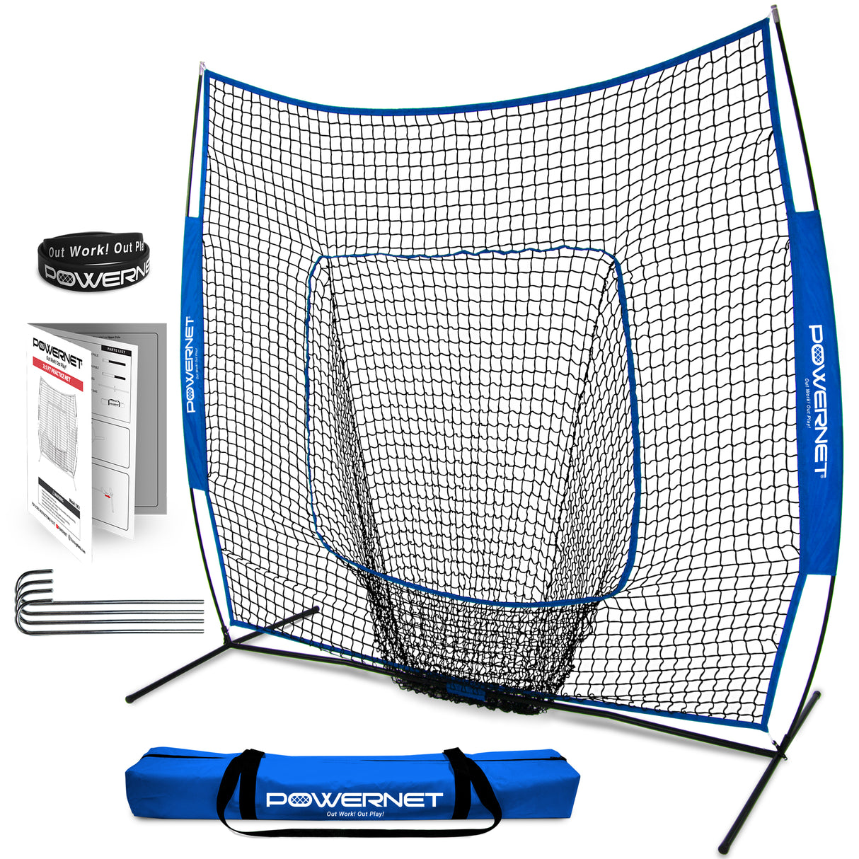 The Original 7x7 FT Baseball Softball Training Net (v3) Baseball PowerNet Royal Blue