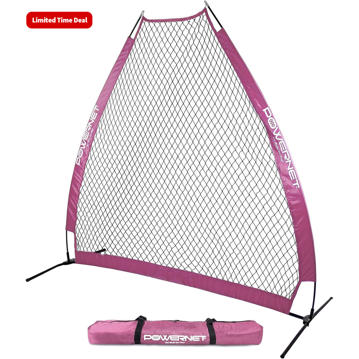 7 FT A-Frame Screen Portable Baseball Softball Training Net sports PowerNet Pink