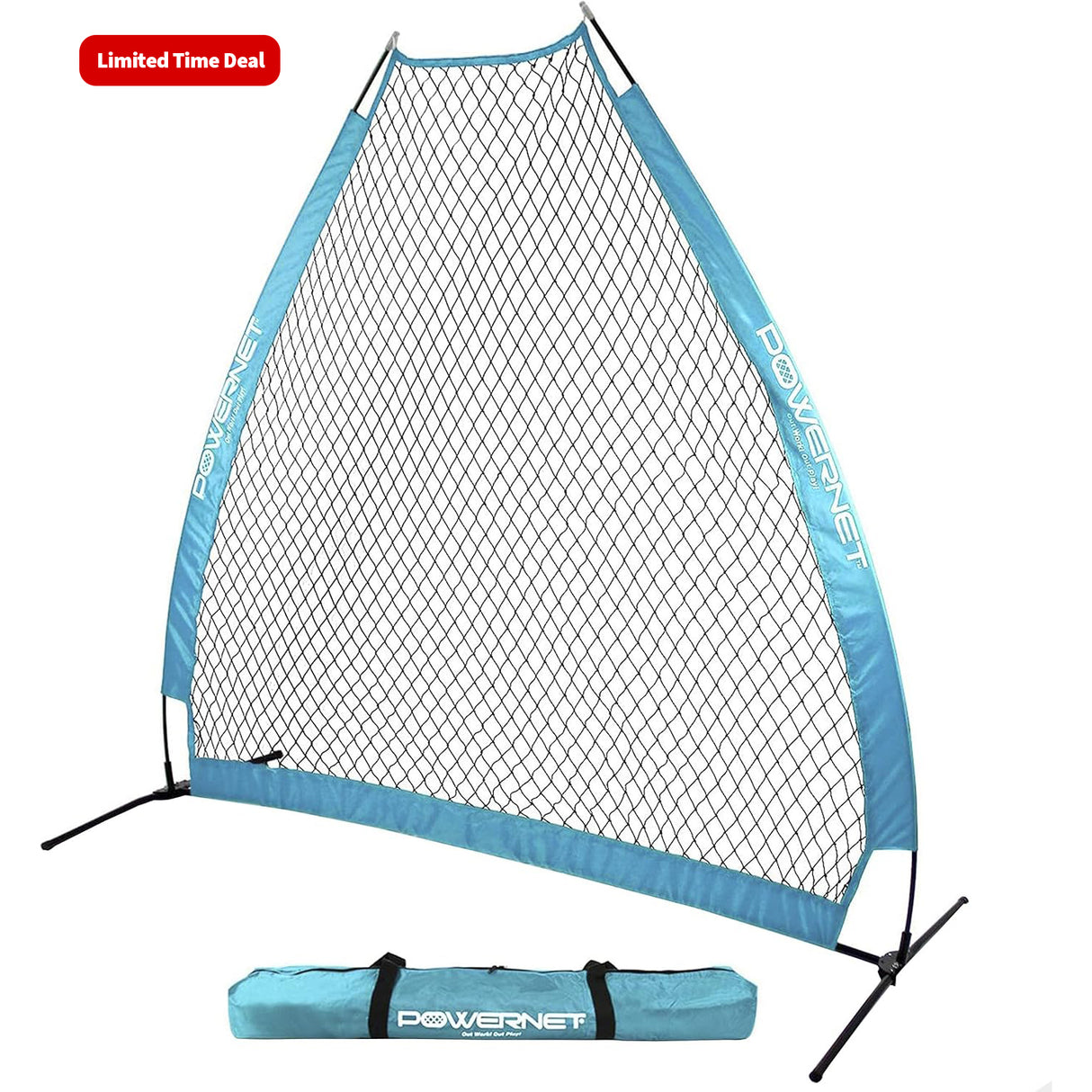 7 FT A-Frame Screen Portable Baseball Softball Training Net sports PowerNet Sky Blue
