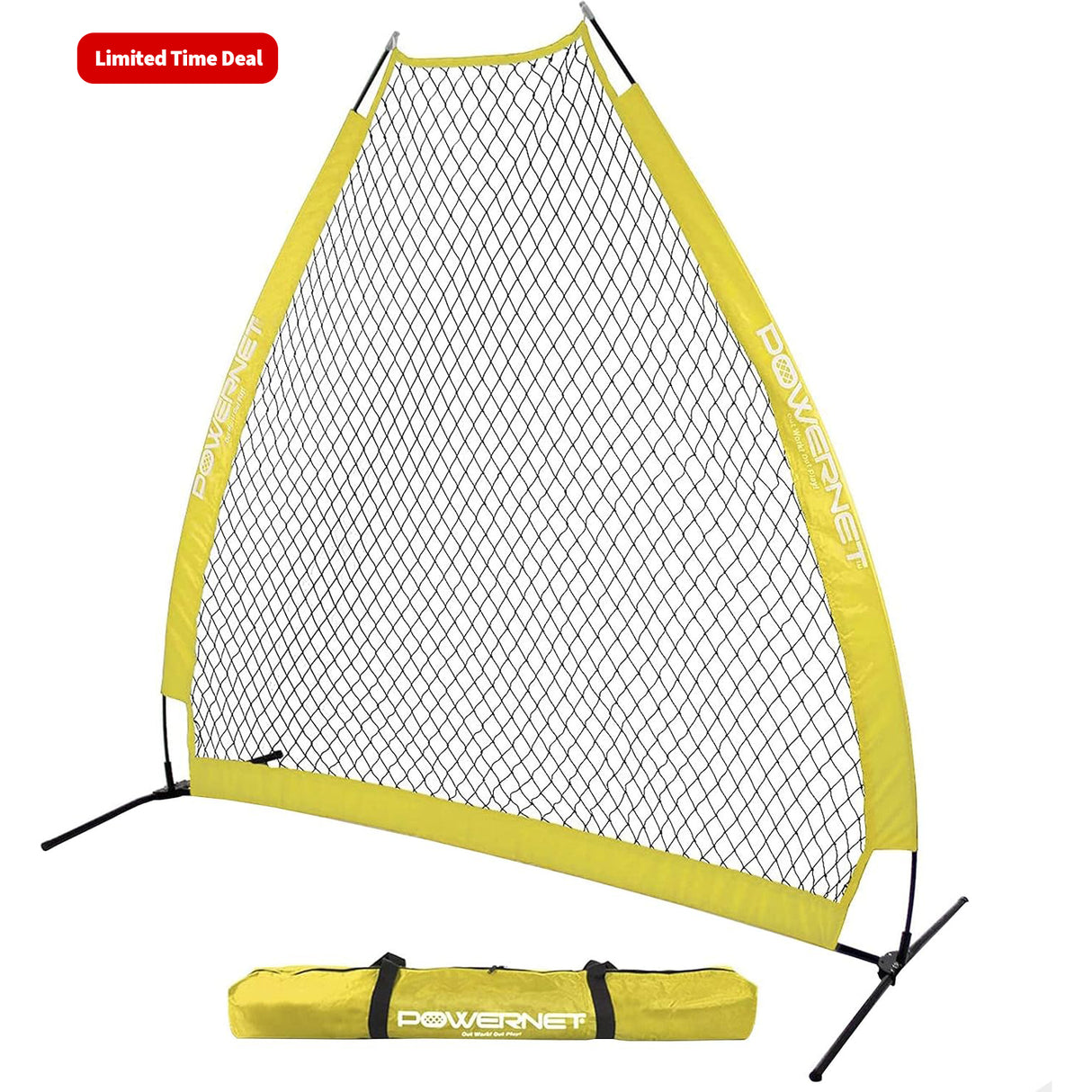 7 FT A-Frame Screen Portable Baseball Softball Training Net sports PowerNet Yellow