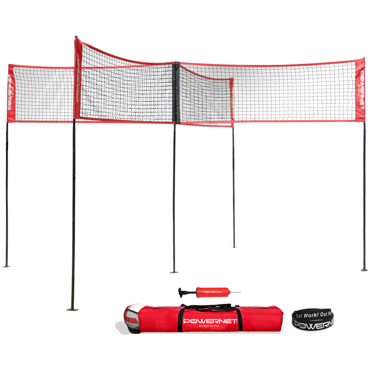 Four Square Volleyball Training Net Game Sports PowerNet Four Square w/ Guide Lines