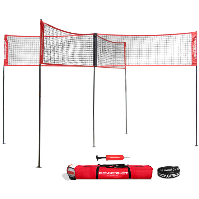 Four Square Volleyball Training Net Game Sports PowerNet Four Square w/ Guide Lines