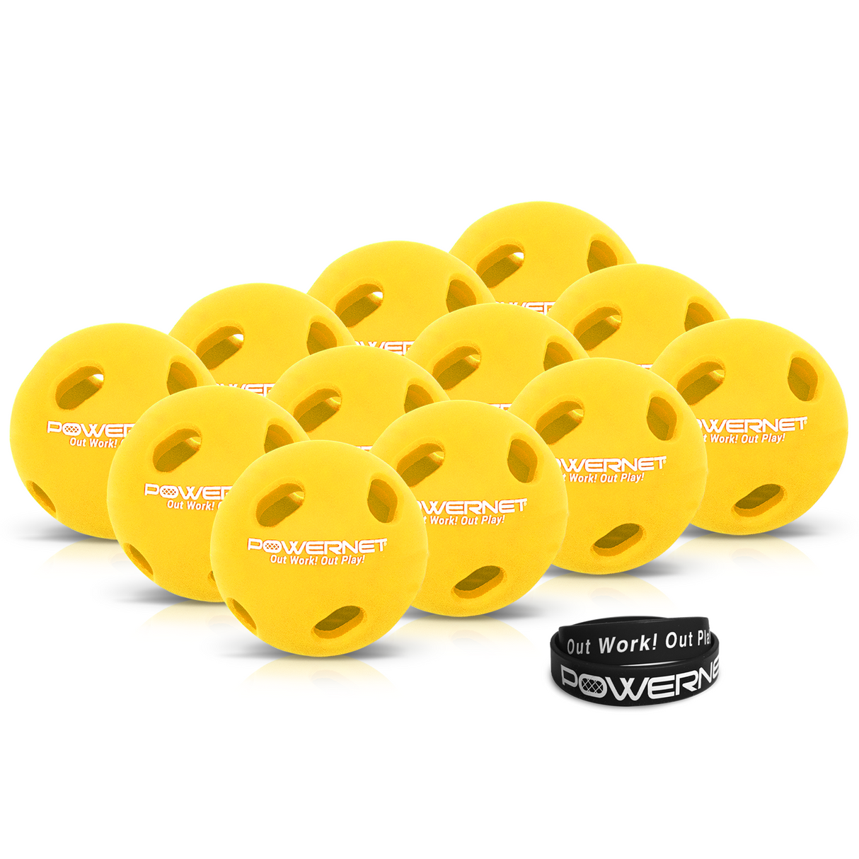 12 Pack Micro Crusher Training Baseballs (Yellow or Red) Baseball And Softball Batting Trainers PowerNet Yellow