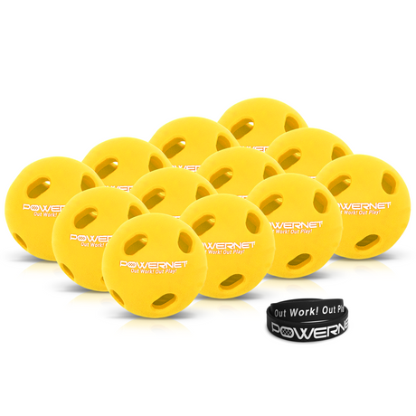 12 Pack Micro Crusher Training Baseballs (Yellow or Red) Baseball And Softball Batting Trainers PowerNet Yellow