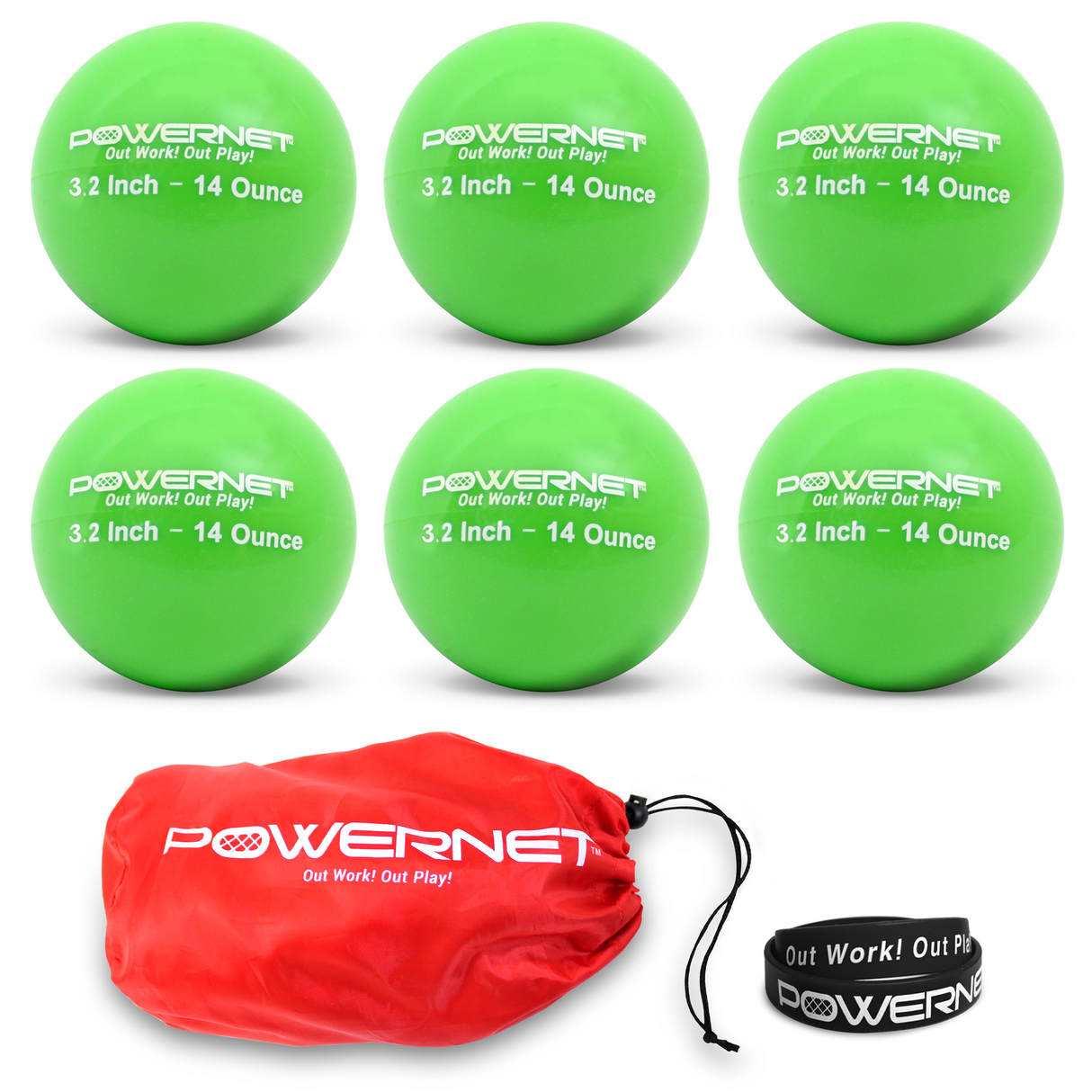 3.2" Weighted Training Balls | 12-20 oz sports PowerNet 14 Oz - Green