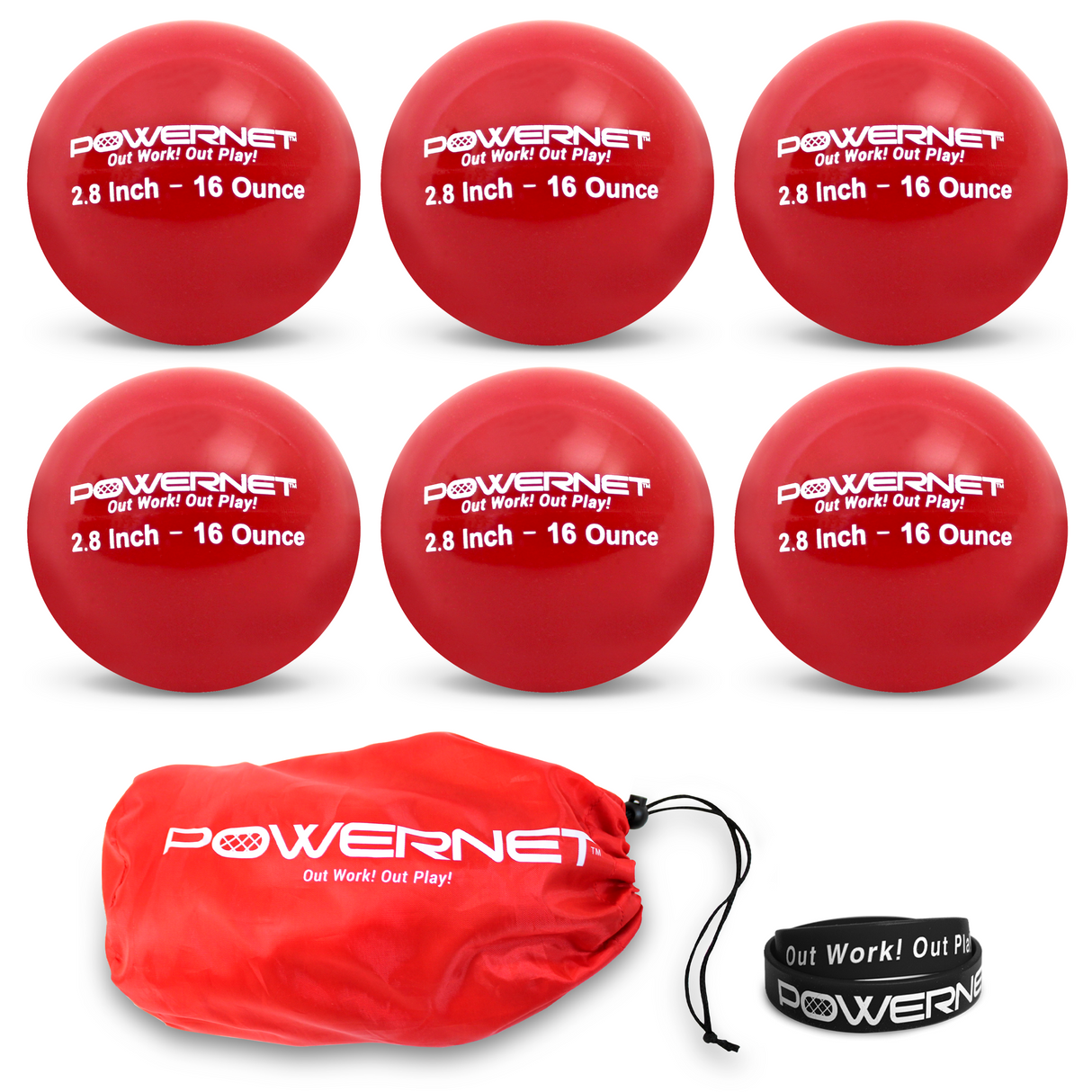 2.8" In Weighted Training Balls | 12-20 Oz Sports PowerNet 16 Oz - Red