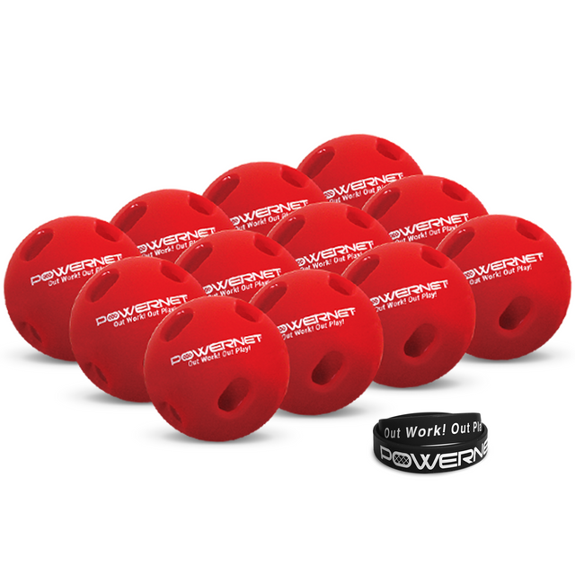 12 Pack Micro Crusher Training Baseballs (Yellow or Red) Baseball And Softball Batting Trainers PowerNet Red