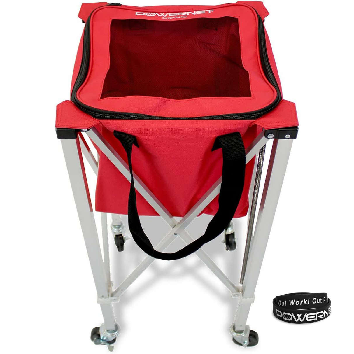 Wheeled Ball Caddy Cart for Baseball Softball and Tennis Sports PowerNet