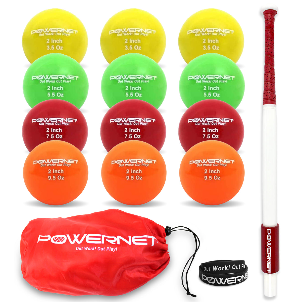 Sweet Spot Training Bat + 2" Progressive Micro Ball 12 PK Set Sports PowerNet 34 In. Bat