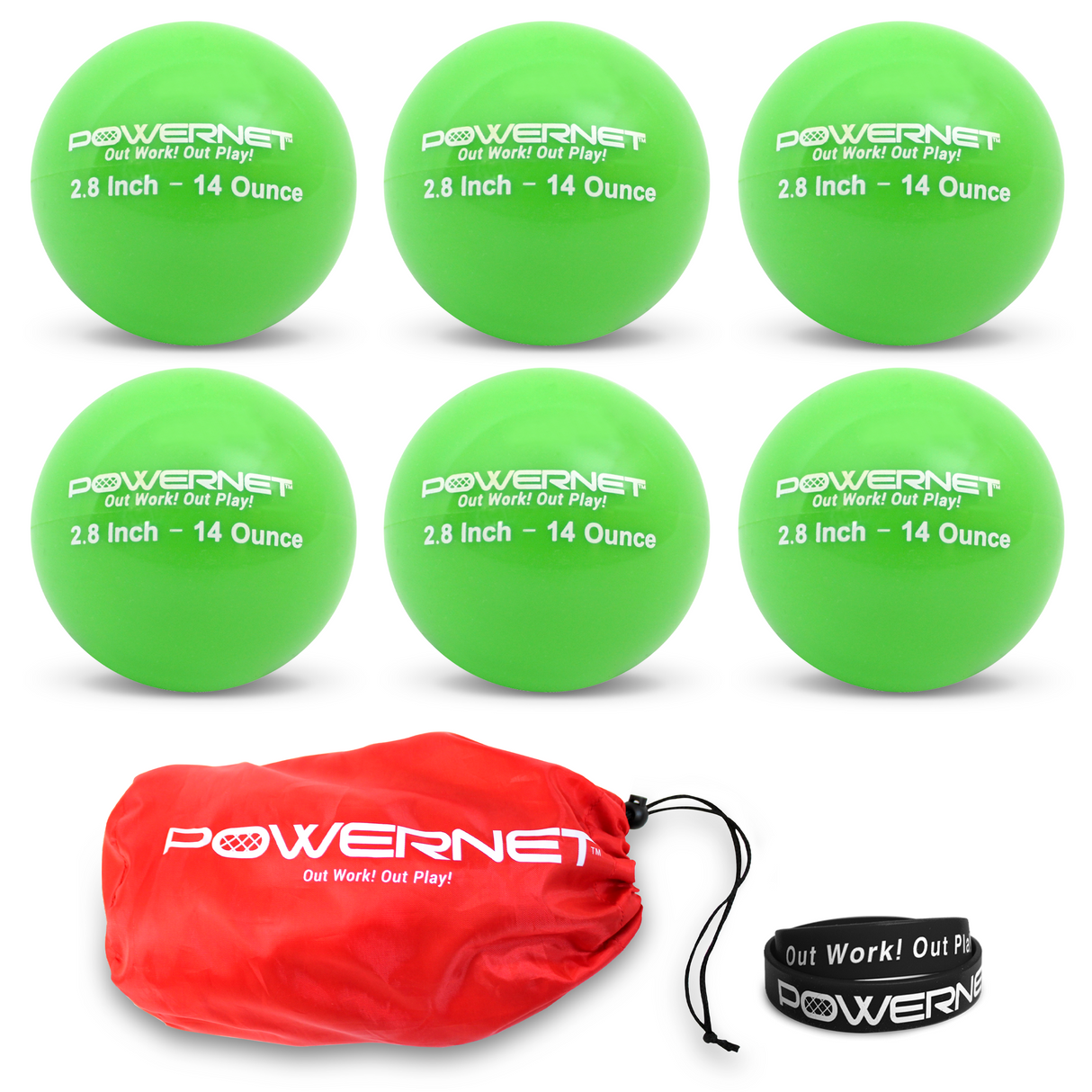 2.8" In Weighted Training Balls | 12-20 Oz Sports PowerNet 14 Oz - Green