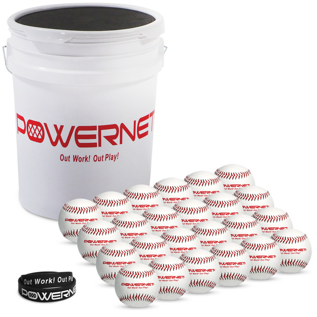 Bucket and Training Balls Bundle | (24) Baseballs + Bucket Sports PowerNet