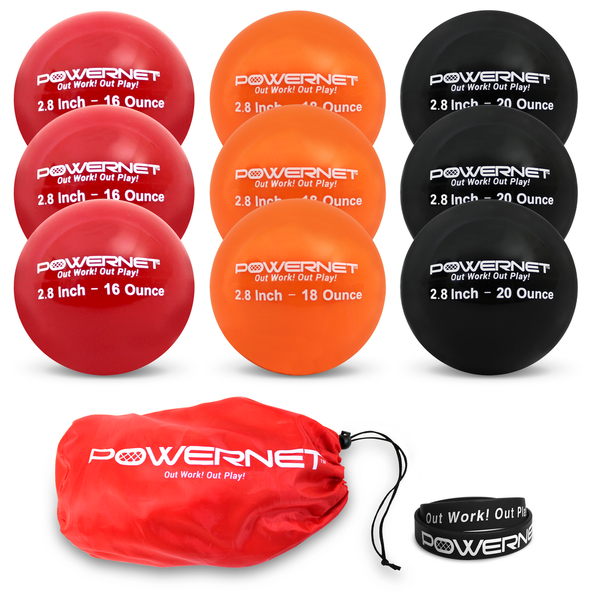2.8" Progressive Weighted Training Balls 9 PK Sports PowerNet PRO Pack | 16, 18, 20 Ounces