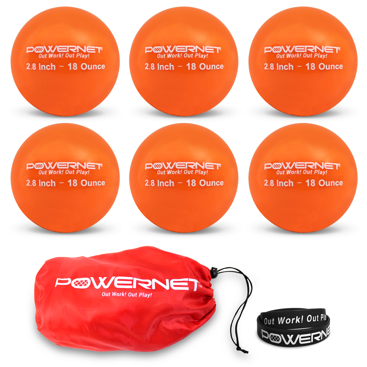 2.8" In Weighted Training Balls | 12-20 Oz Sports PowerNet 18 Oz - Orange