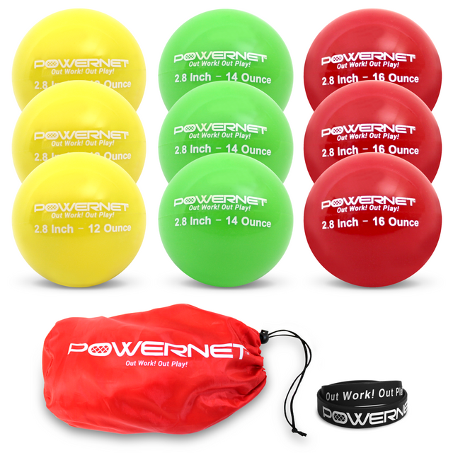 2.8" Progressive Weighted Training Balls 9 PK Sports PowerNet LITE Pack | 12, 14, 16 Ounces