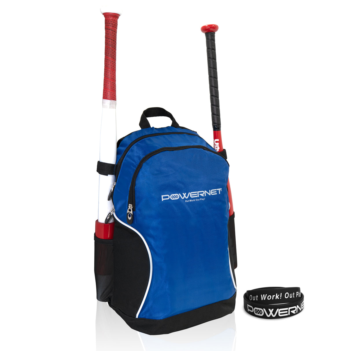 Baseball Softball Backpack M Choose from 3 Colors Red Black Blue Sports PowerNet Blue