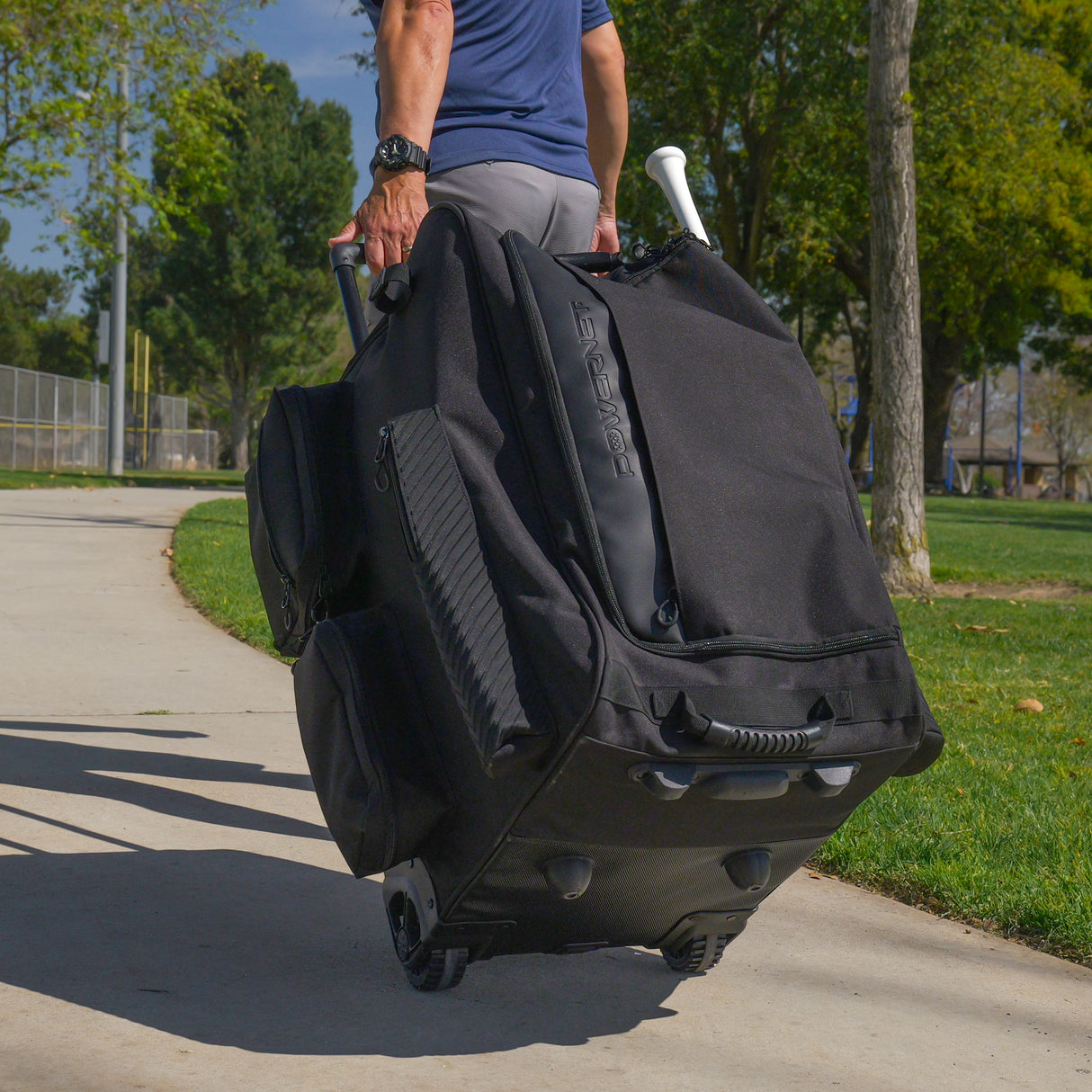 PRO Rolling Baseball Coach Bag Caddy | Holds Two Gallon Bucket Balls PowerNet by TrainingNets