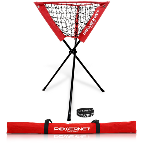 Tripod Ball Caddy for Baseball & Softball Sports PowerNet Red