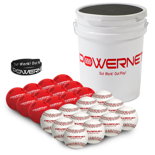 Bucket and Training Balls Bundle | Baseballs + Crushers sports PowerNet
