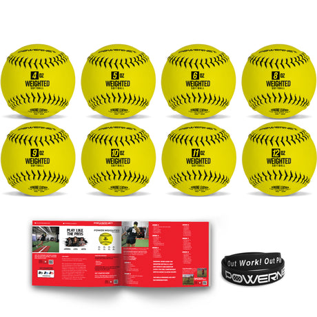 Weighted Softballs | 8 Different Weights Included | 4 to 12 oz Training Ball PowerNet