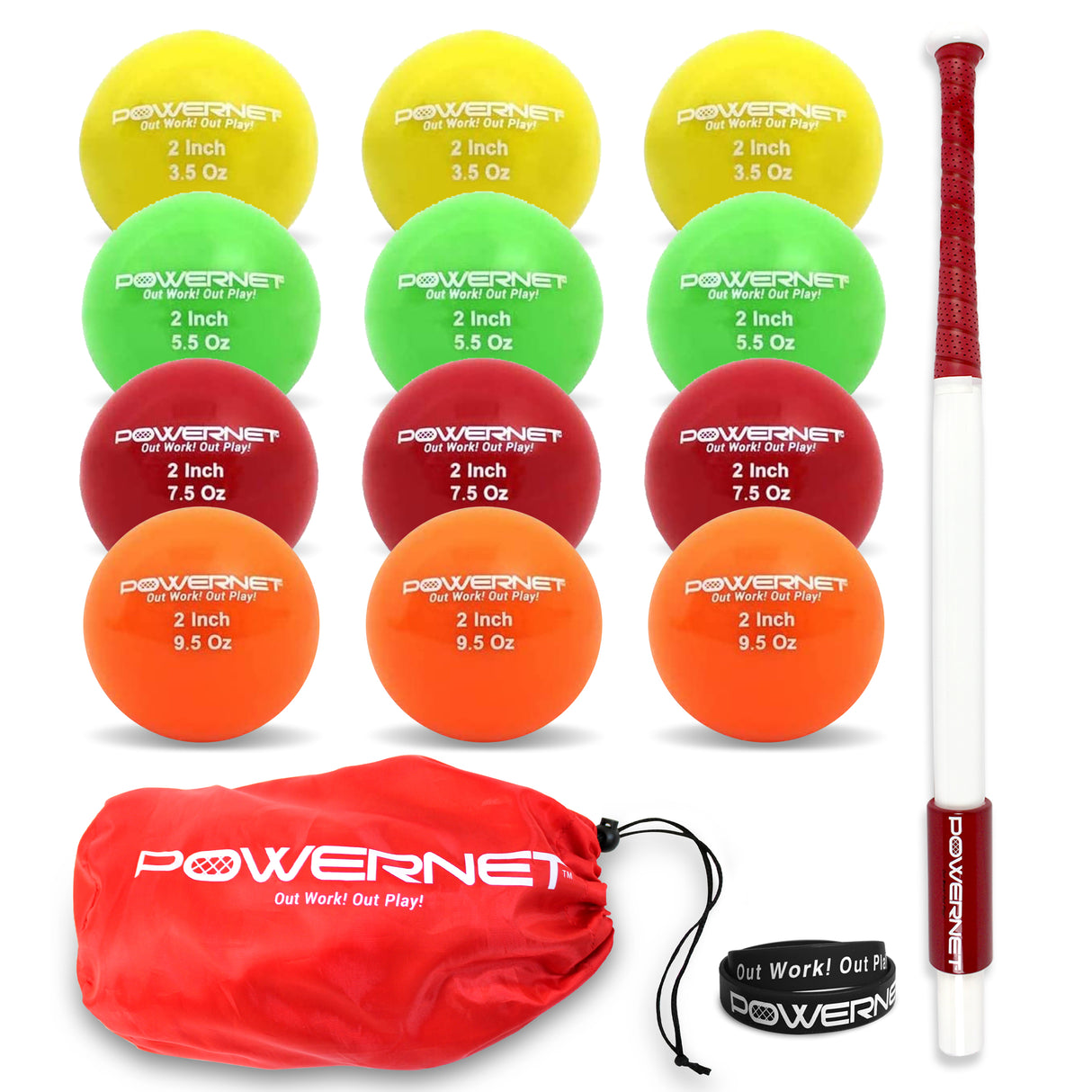 Sweet Spot Training Bat + 2" Progressive Micro Ball 12 PK Set Sports PowerNet 31 In. Bat