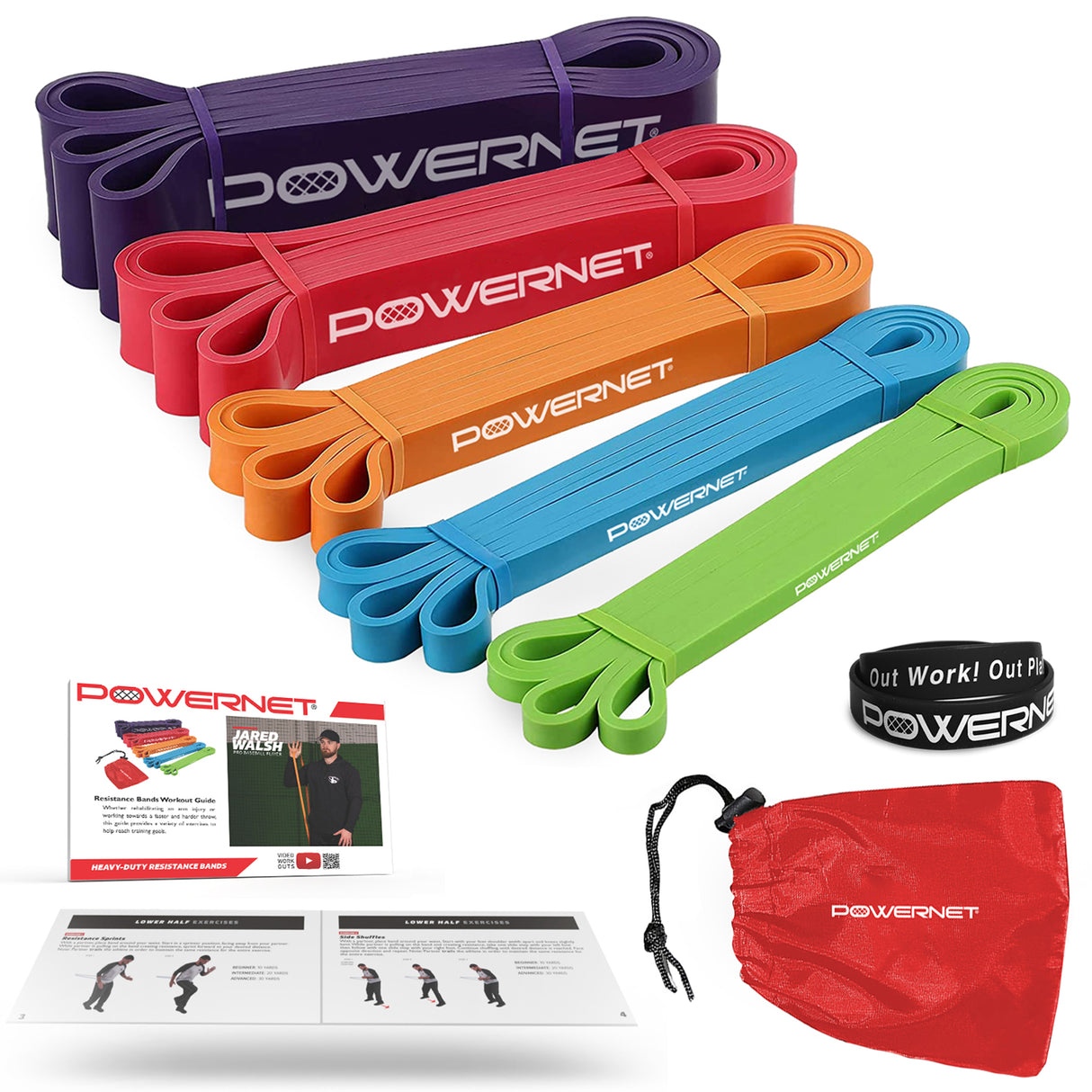 Training Resistance Loop Exercise Bands Resistance Band PowerNet Heavy-Duty Bands