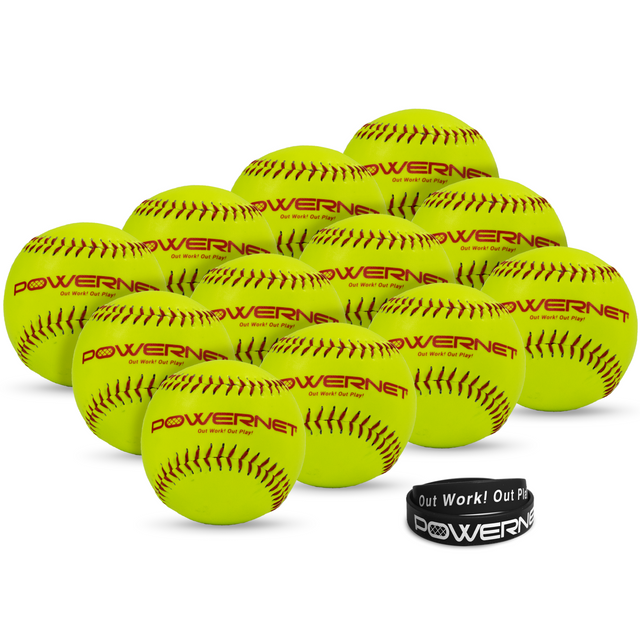 Practice Softballs 12 PK Recreation Grade 12" Sports PowerNet Yellow | 12 Pack