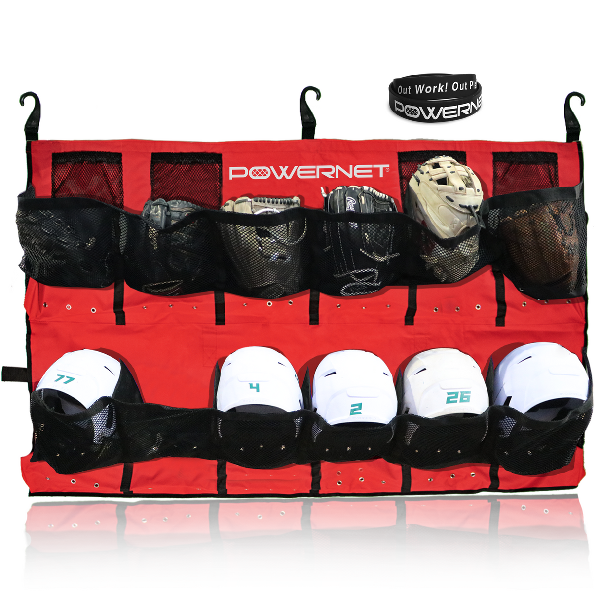 PowerPro Hanging Helmet Organizer Bag Helmet Organizer PowerNet Red