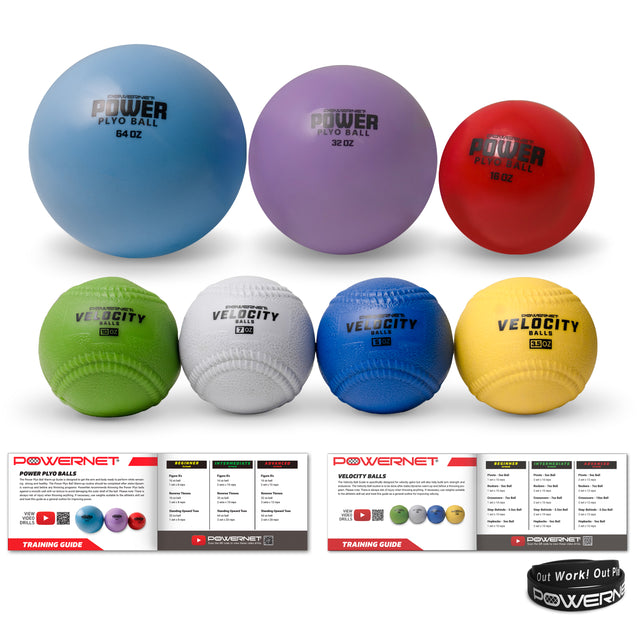 Power Plyometric Training Balls and Velocity Ball Bundle |Improve Arm Health and Velocity TrainingNets by PowerNet