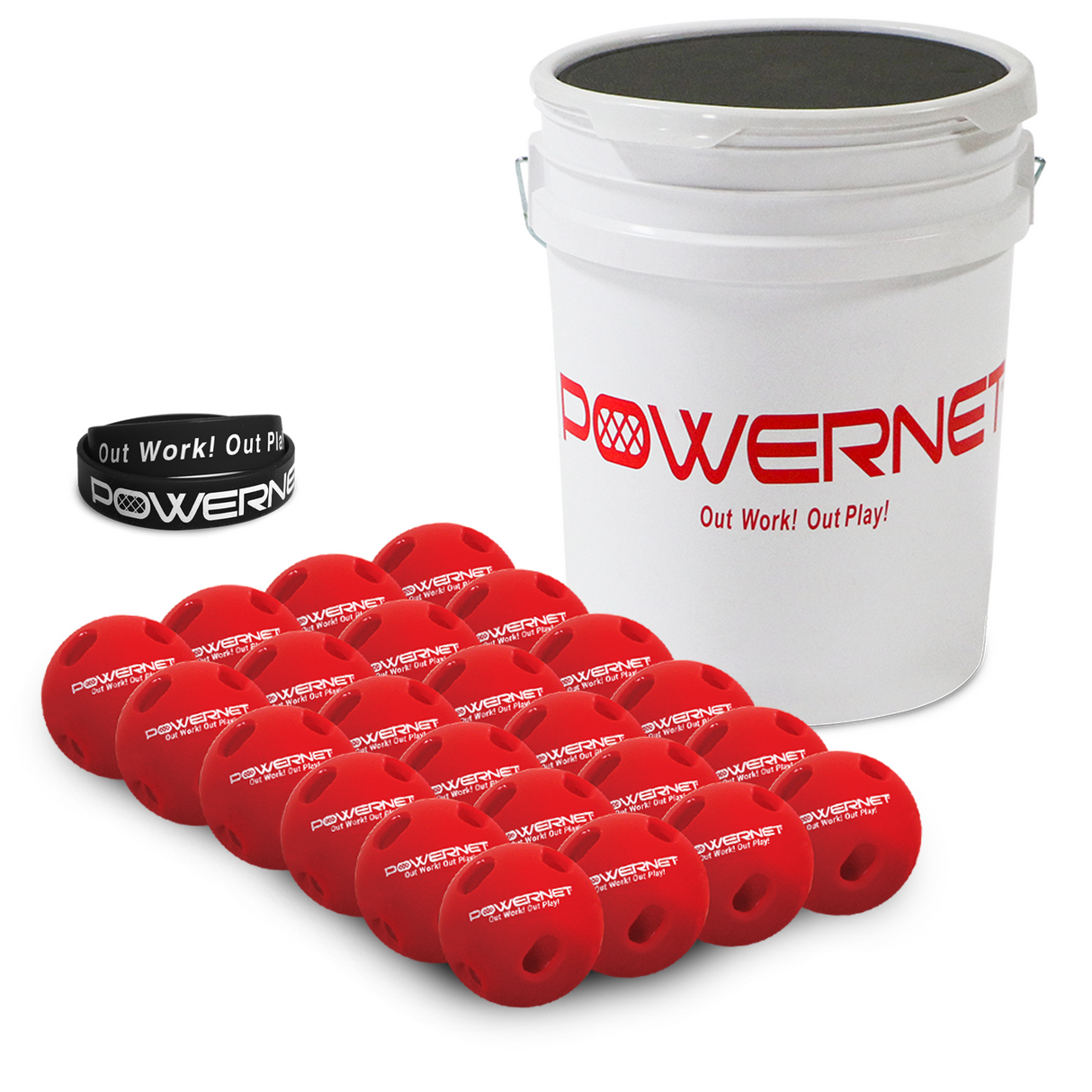 24 PK Crushers & Padded Bucket Bundle sports PowerNet