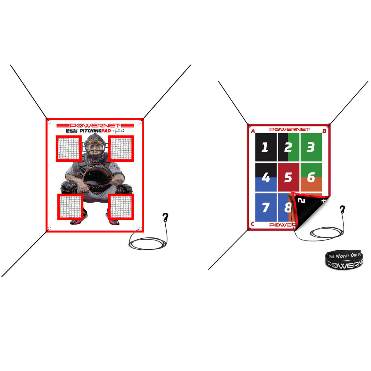 German Marquez Pitching Target & Numbered Pitching Pad Bundle Pitching Pad TrainingNets by PowerNet