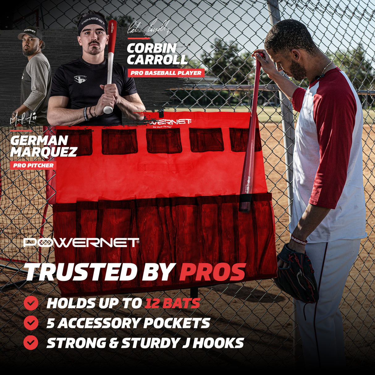 Hanging Bat Bag Caddy Dugout Organizer Sports PowerNet