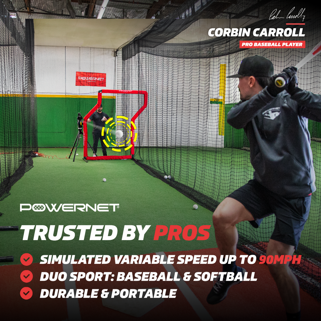 Launch F-Lite Pitching Machine | Simulates up to 90 MPH (V2) Pitching Machine PowerNet