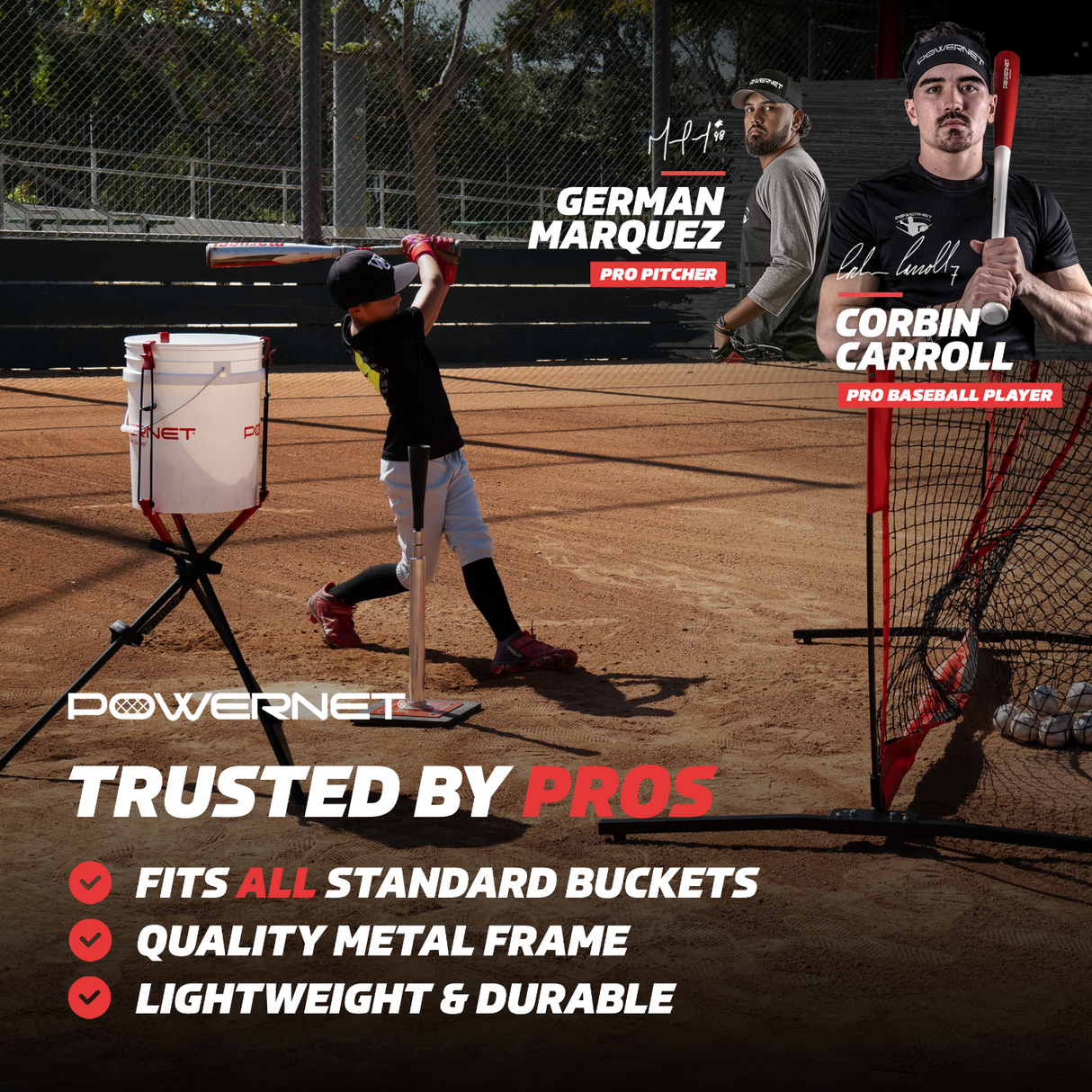 Bucket Ball Caddy for Baseballs & Softballs Sports PowerNet