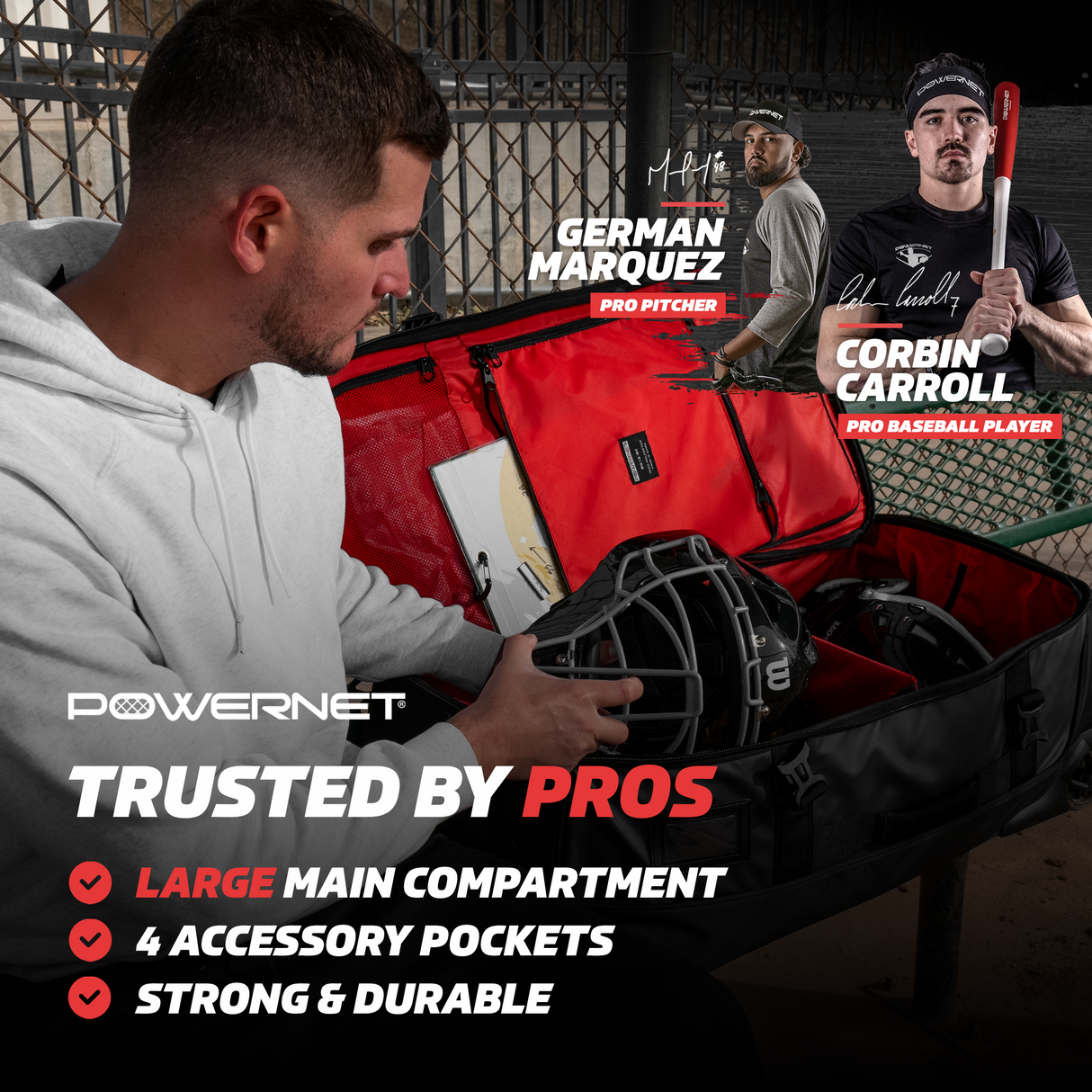 Rolling Duffle Bag with Wheels & Handle Wheeled Bag PowerNet