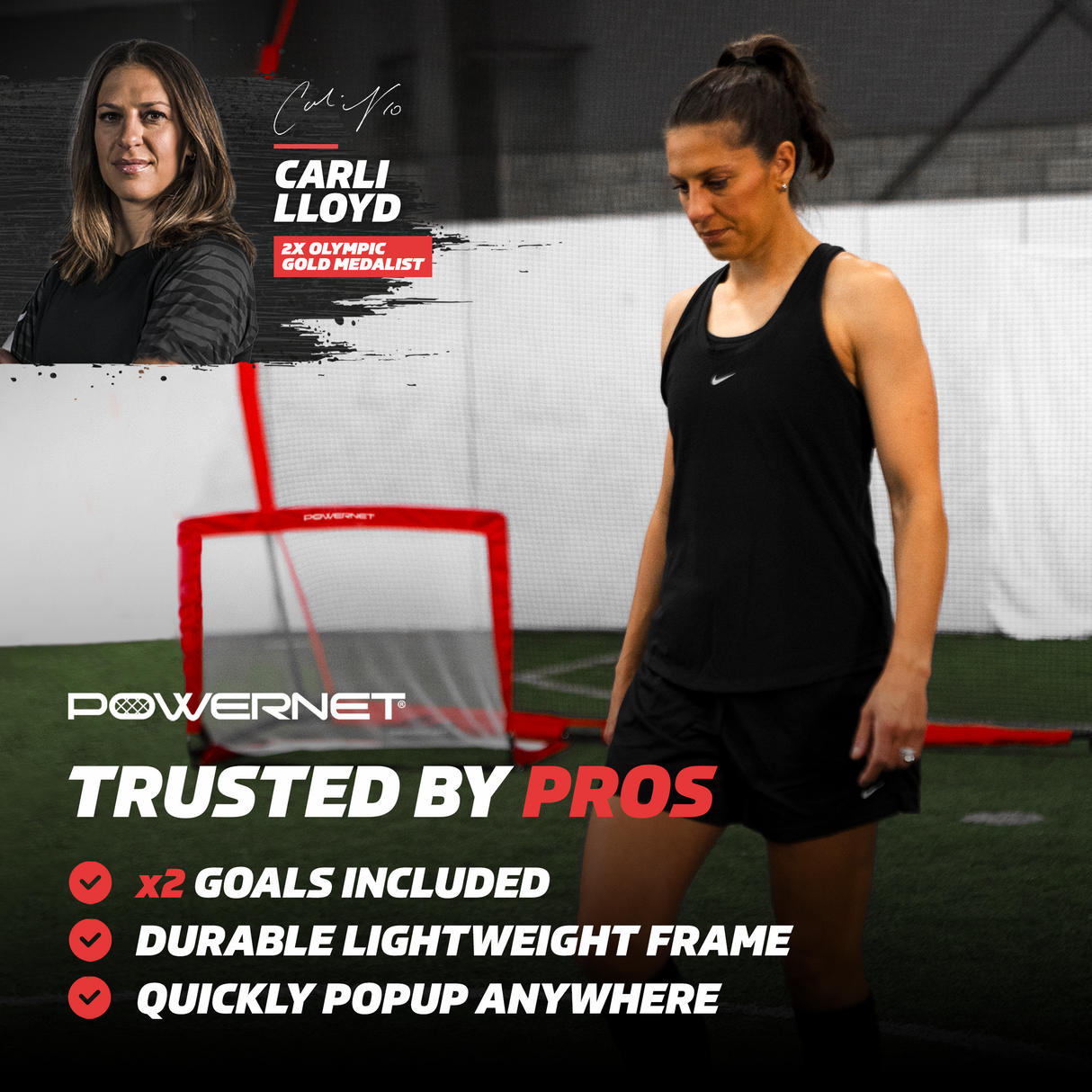 Soccer Popup Portable Goal | 4x3 FT Rectangle Sports PowerNet