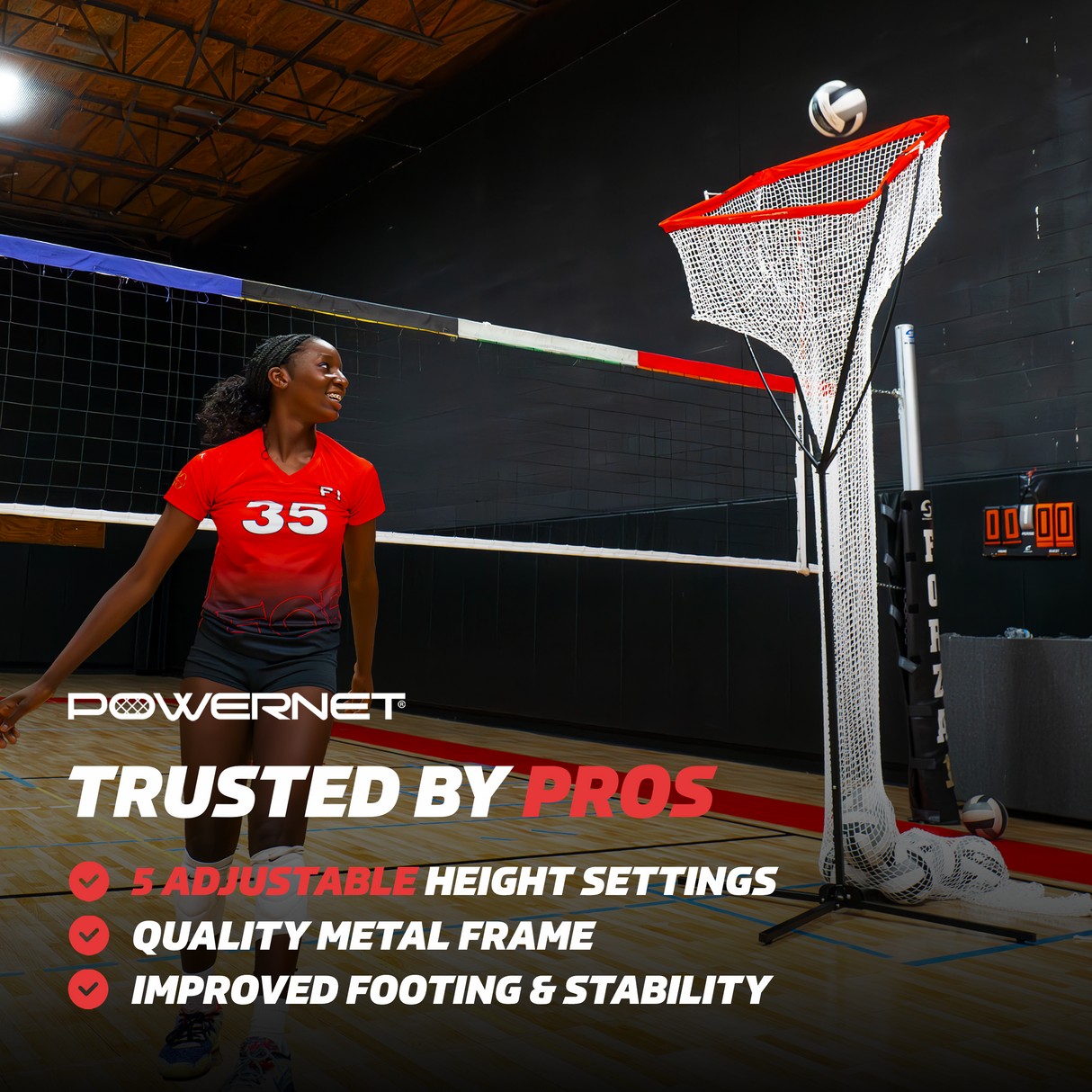 Portable Volleyball Setter Trainer Net | Adjustable Height & Basket Angle Volleyball Setter PowerNet