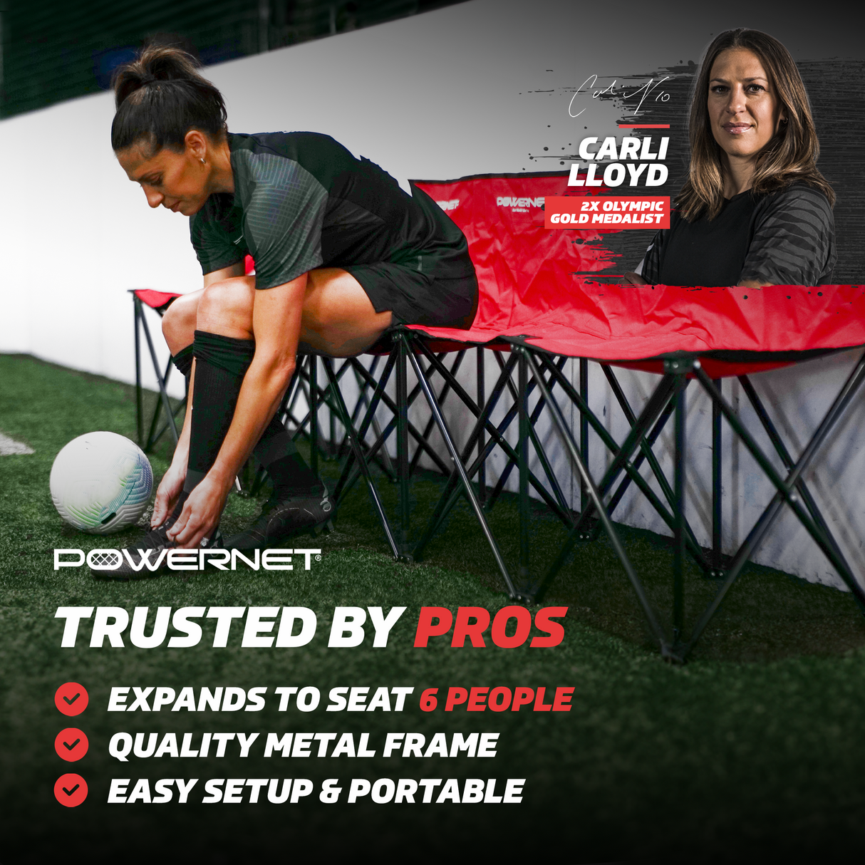 6 Seater Team Bench Portable Folding Chair Field Equipment PowerNet