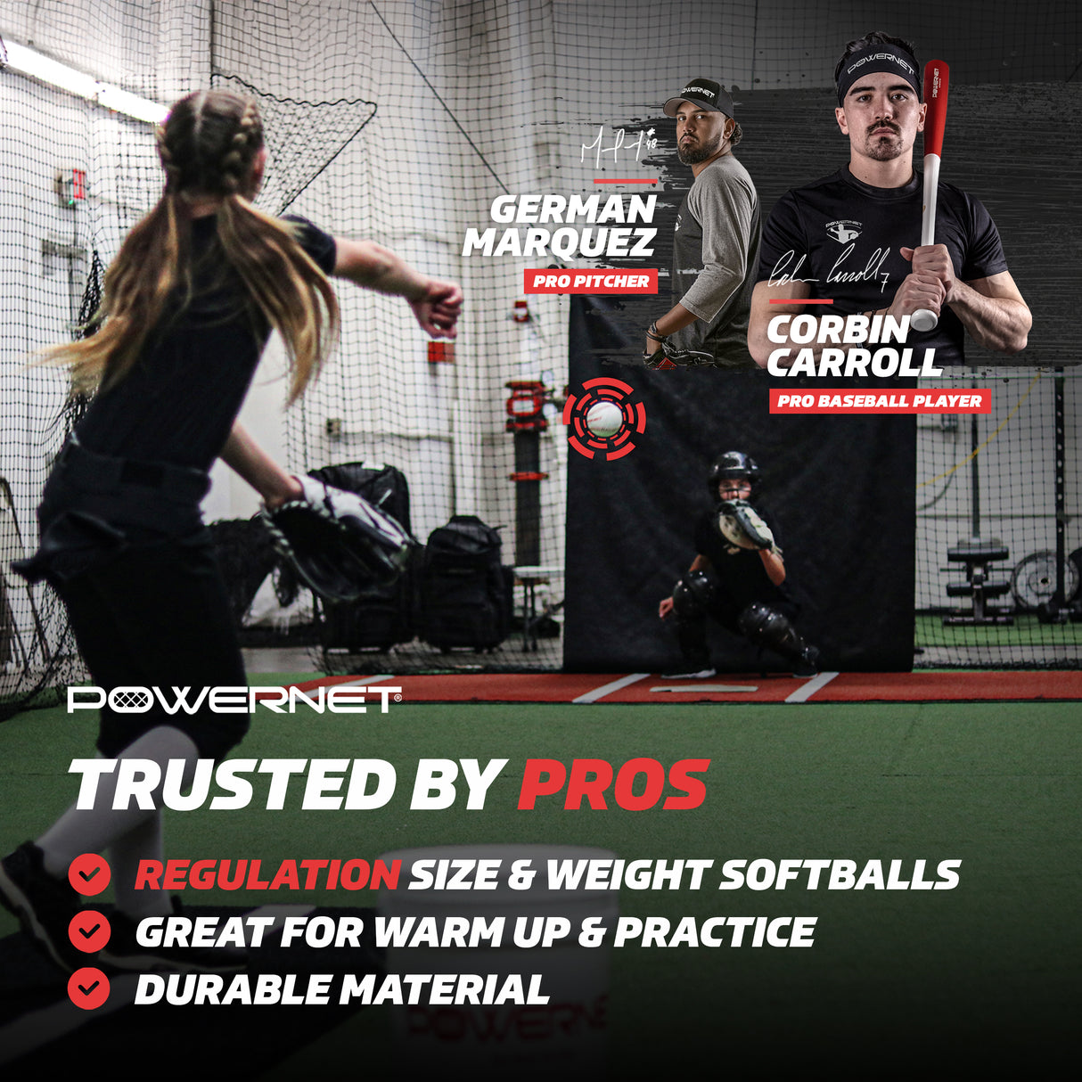 Cushioned Bucket and Practice Softball Bundle Sports PowerNet