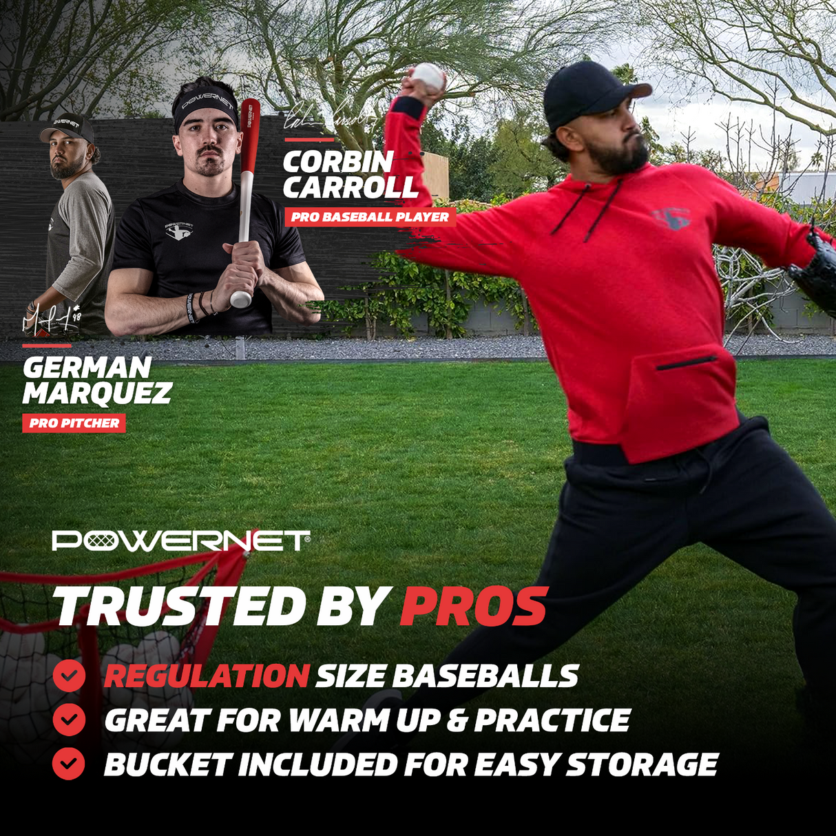 Bucket and Training Balls Bundle | (24) Baseballs + Bucket Sports PowerNet