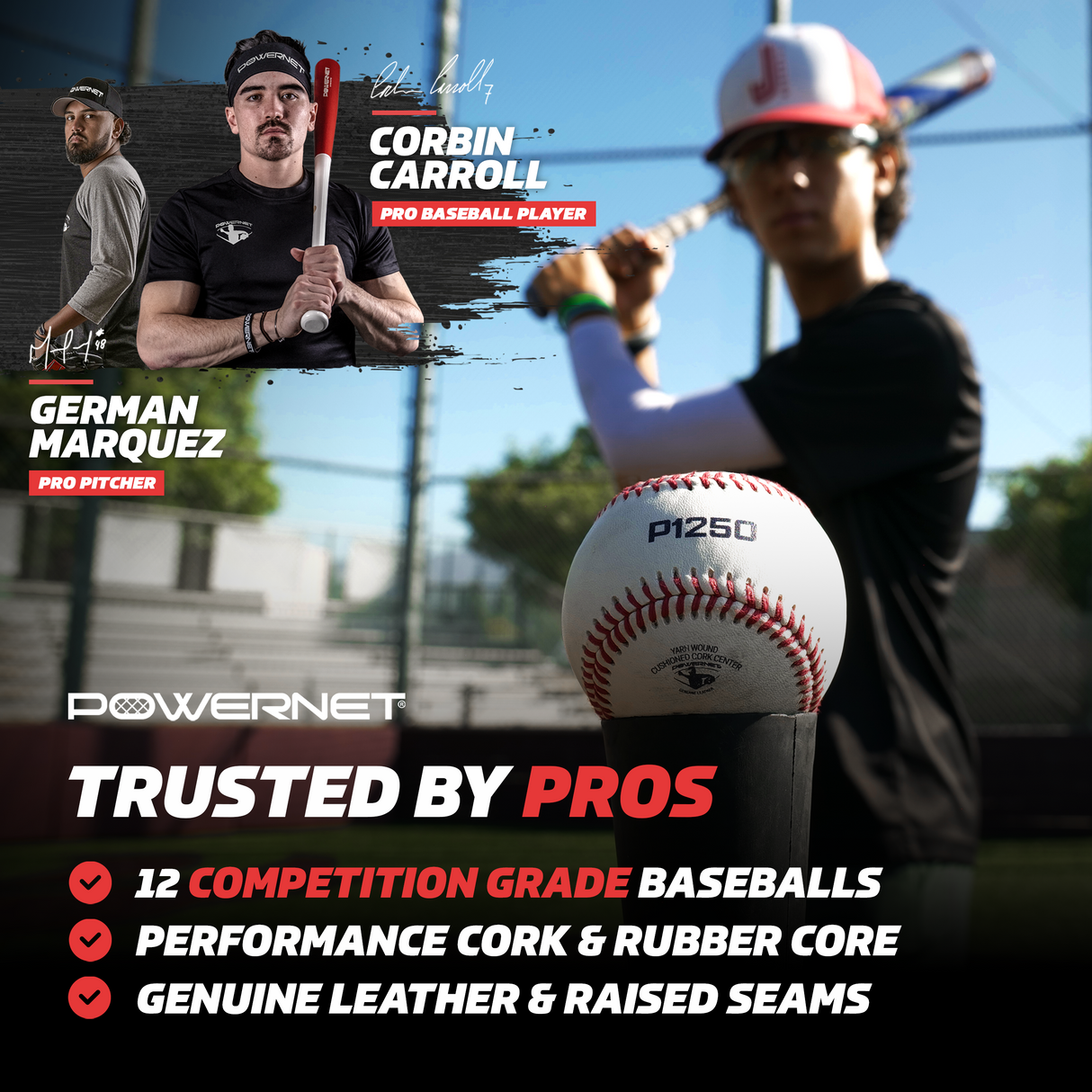 P1250 Competition Grade Baseball 12-Pack PowerNet