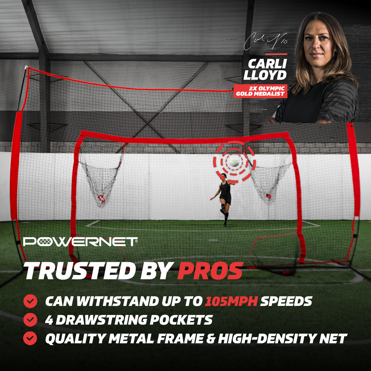 16x10 FT Soccer Goal Combo Barrier Soccer Goal PowerNet