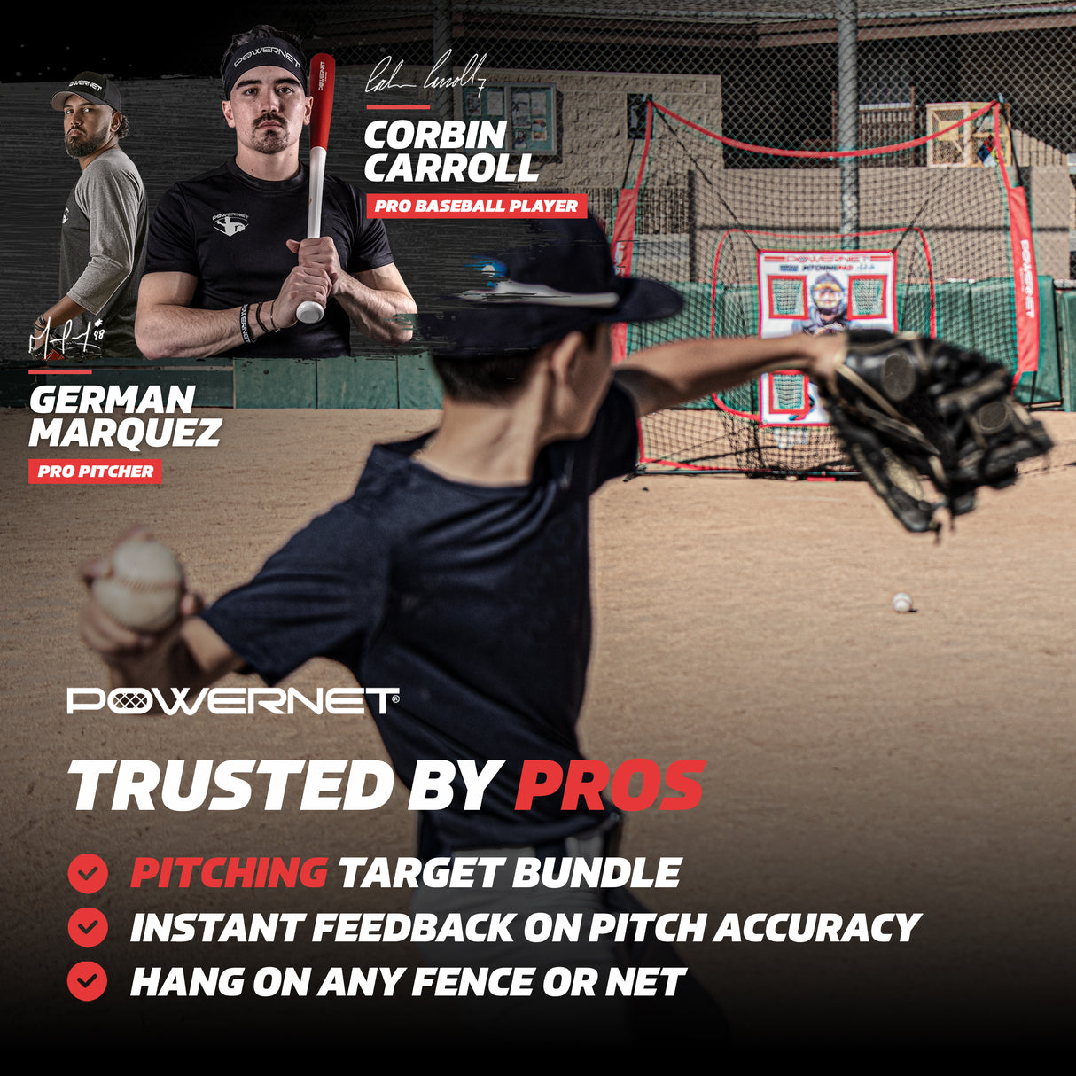 German Marquez Pitching Target & Numbered Pitching Pad Bundle Pitching Pad TrainingNets by PowerNet