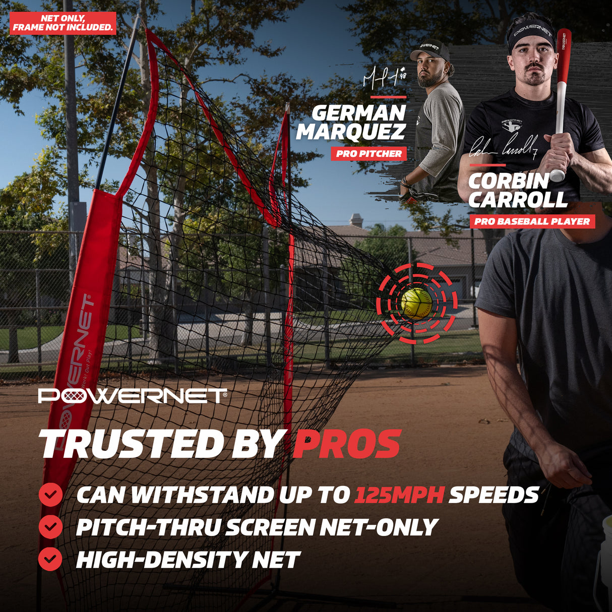 Pitching Protection Screen for Softball - Net Only Replacement Parts PowerNet