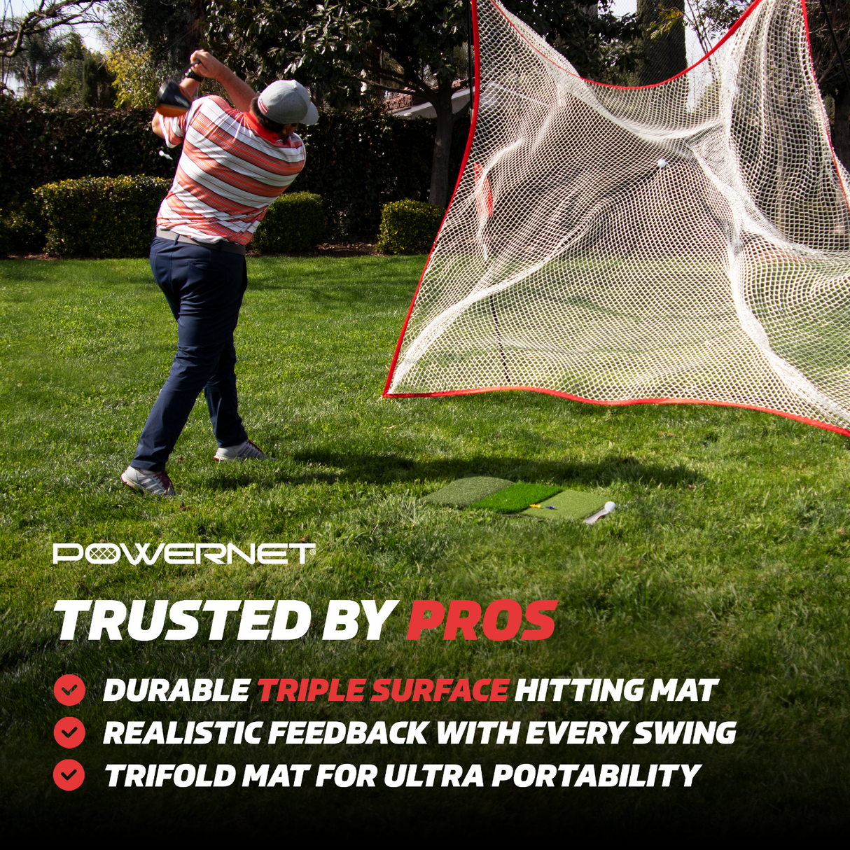 Golf Hitting Mat | Artificial Tri-Turf Grass Golf PowerNet