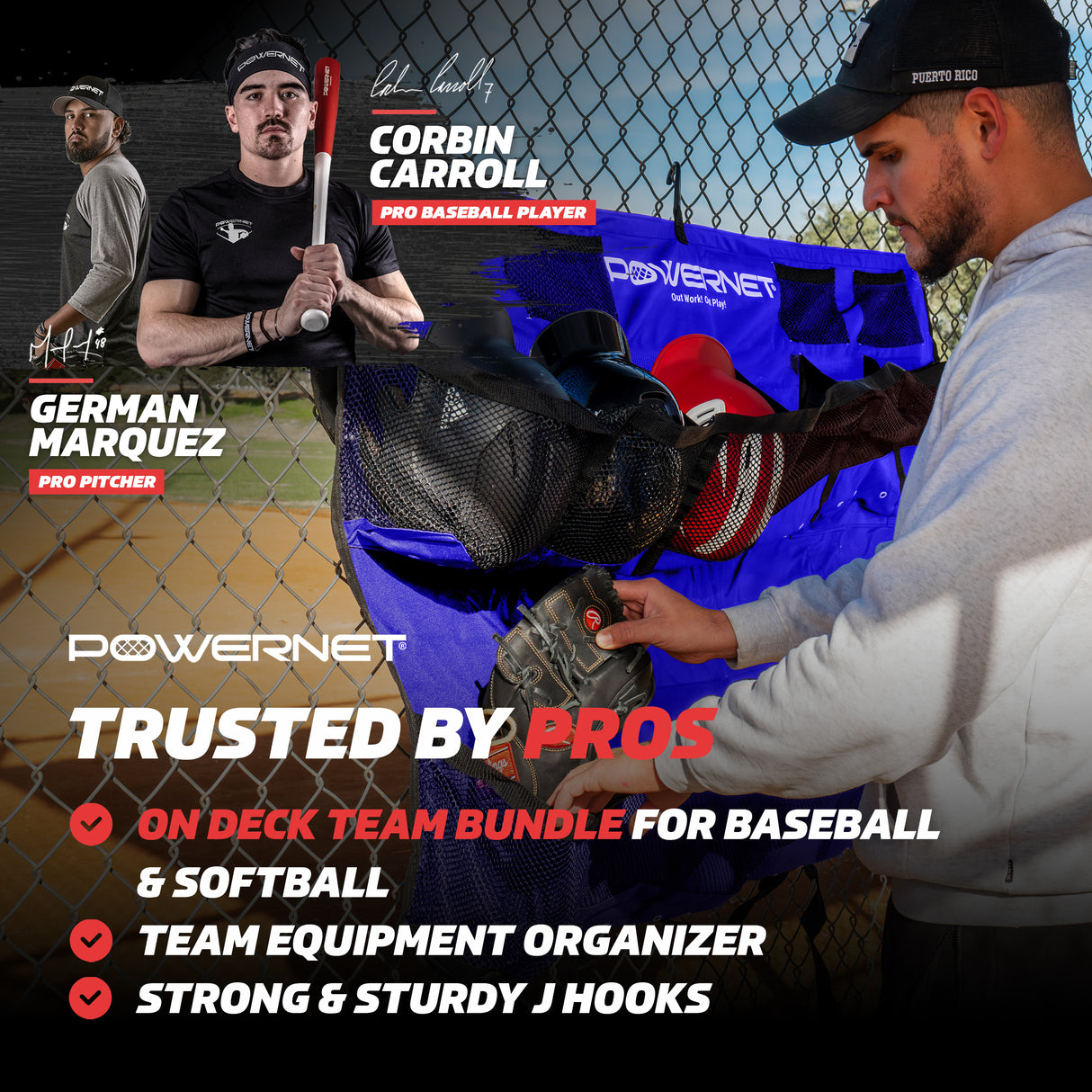 On Deck Team Dugout Organizer Bundle Sports PowerNet