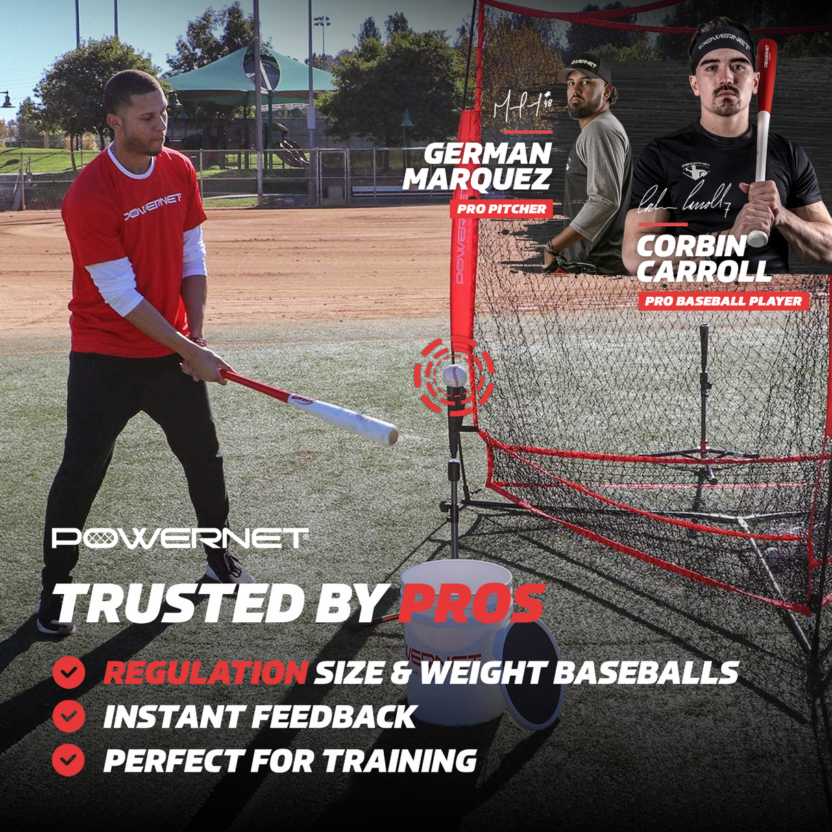 Ball Bucket, Crusher Balls, Baseballs, & 2.8" Weighted Balls | (24 Balls Total) sports PowerNet