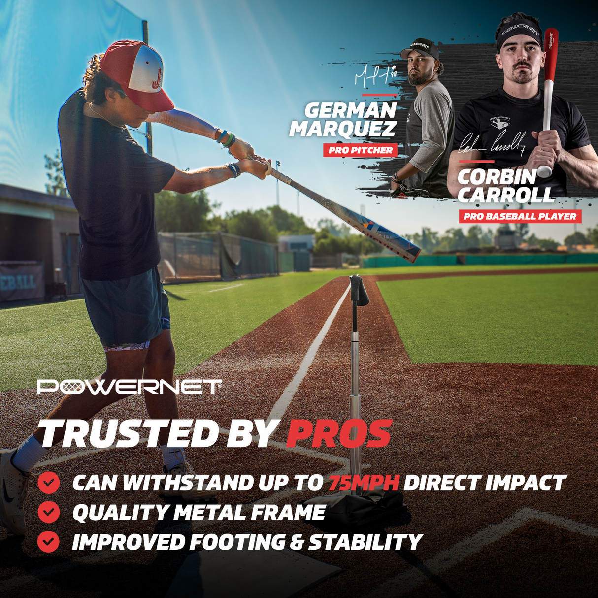 Pro Batting Tee | Heavy Duty 10 LB Base Batting Tee PowerNet