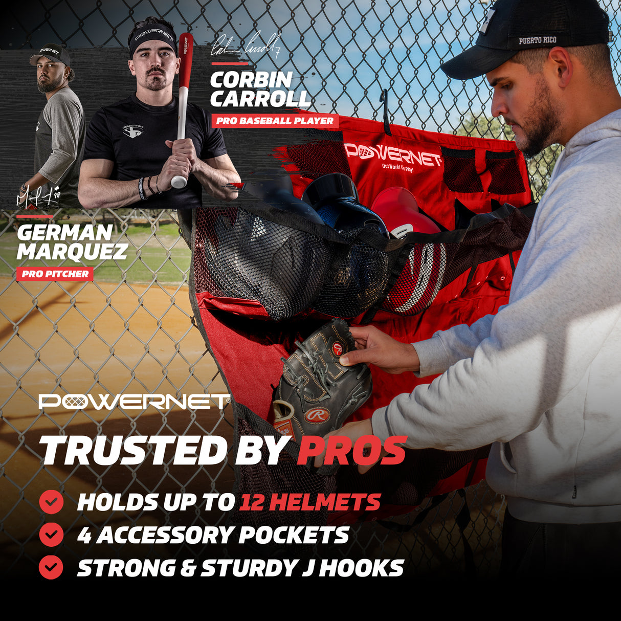 PowerPro Hanging Helmet Organizer Bag Helmet Organizer PowerNet